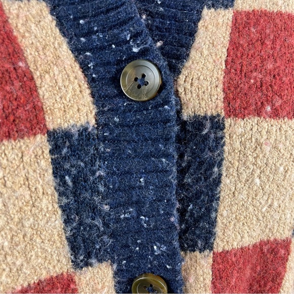 Madewell Red and Blue Checkered Cardigan size large funky 80s eclectic grandpa - Picture 3 of 8